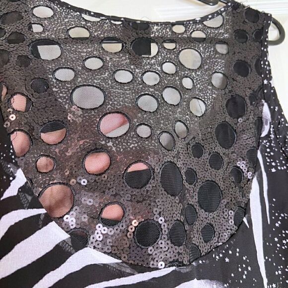 Due Per Due Black & White Crazytown Lined Mini Dress/Top Sz 8P - Picture 5 of 7